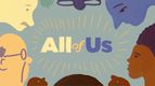 Illustration of people looking at All of Us logo with link to What is the All of Us Research Program video