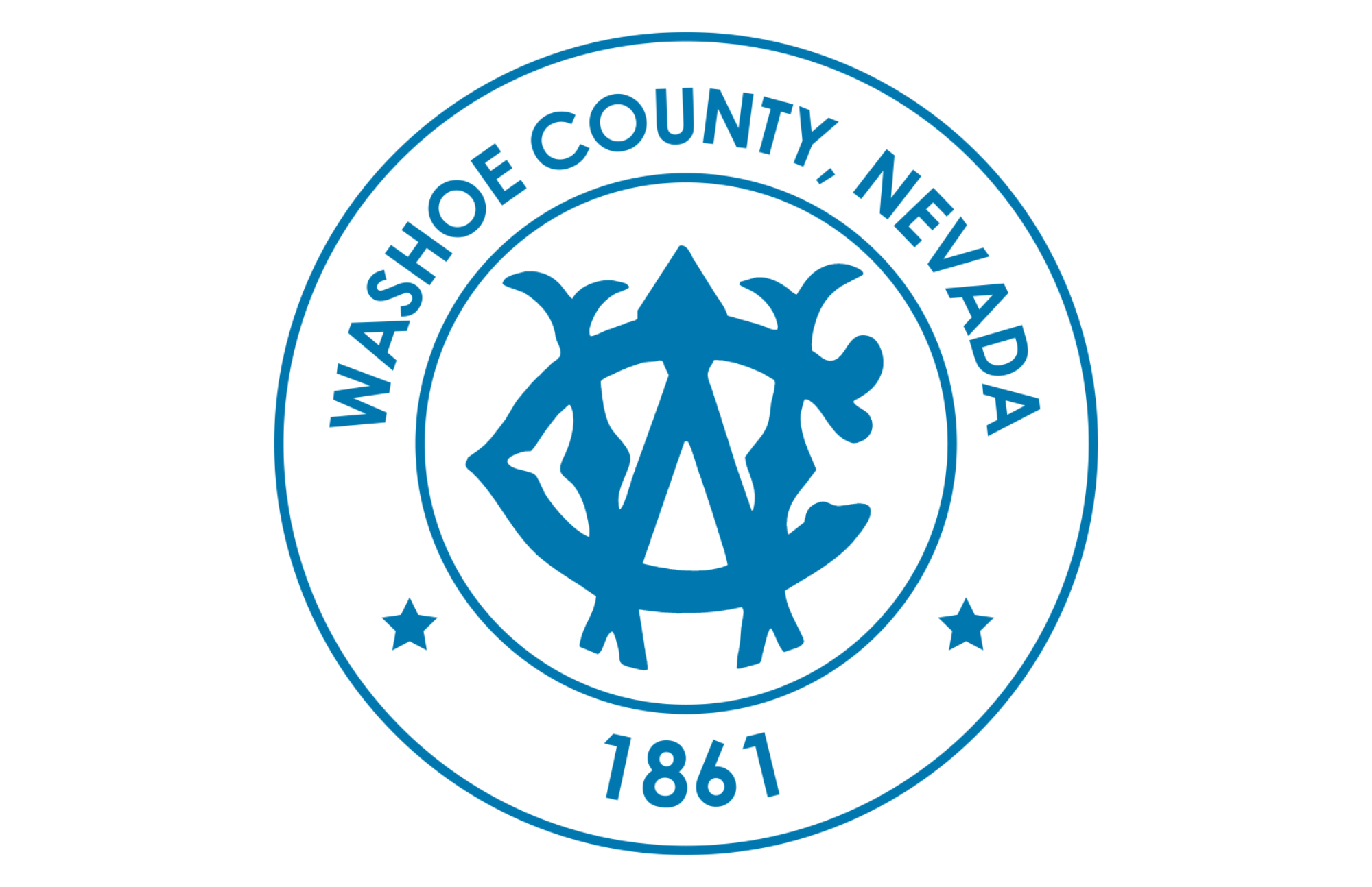 Blue and white Washoe County Nevada logo