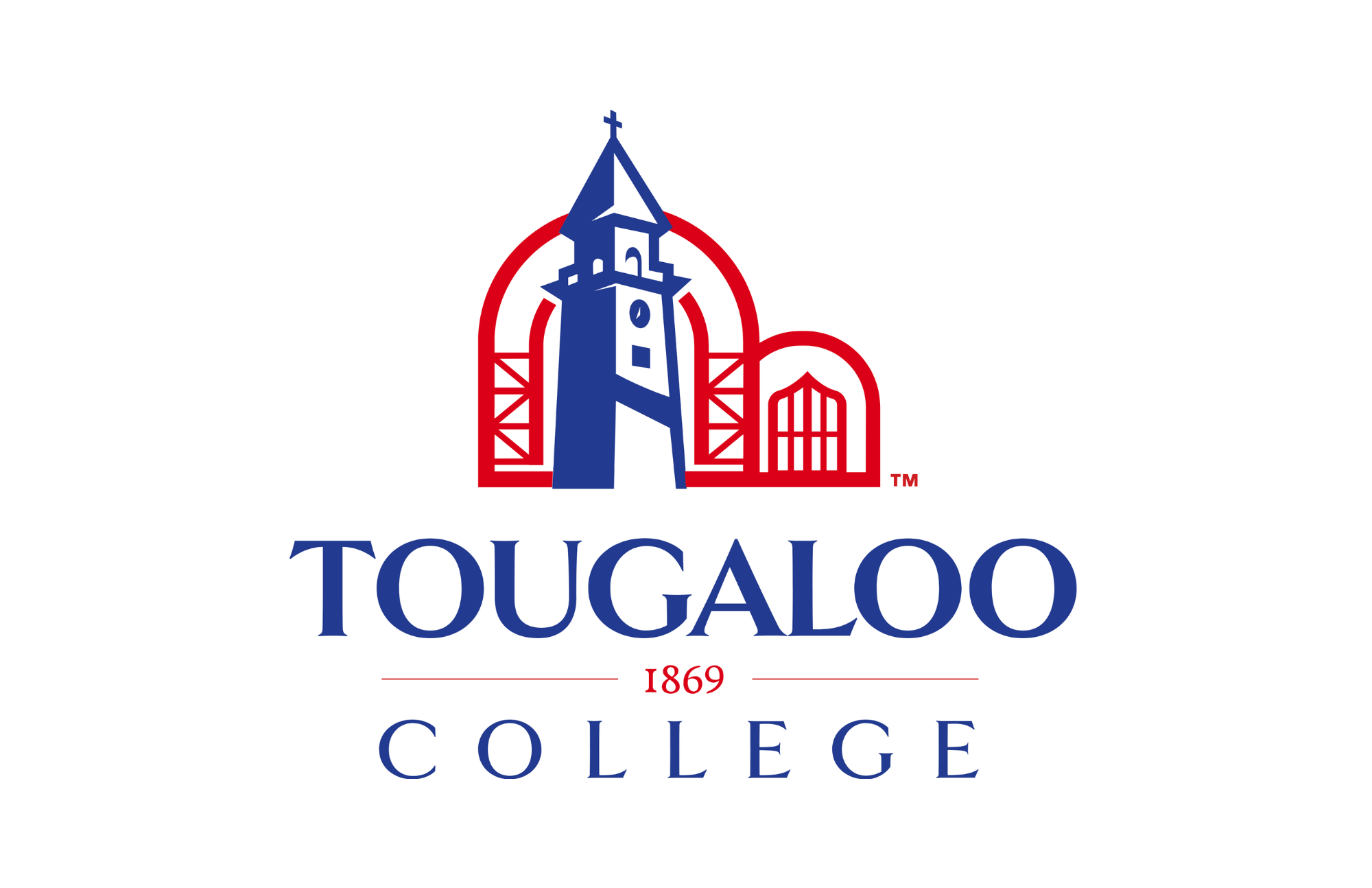 Tougaloo College Emblem in red and blue.