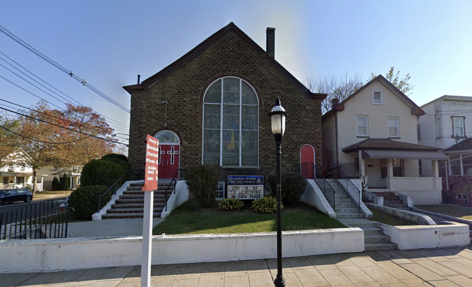 front entrance of Shrewsbury Avenue AME Zion Church